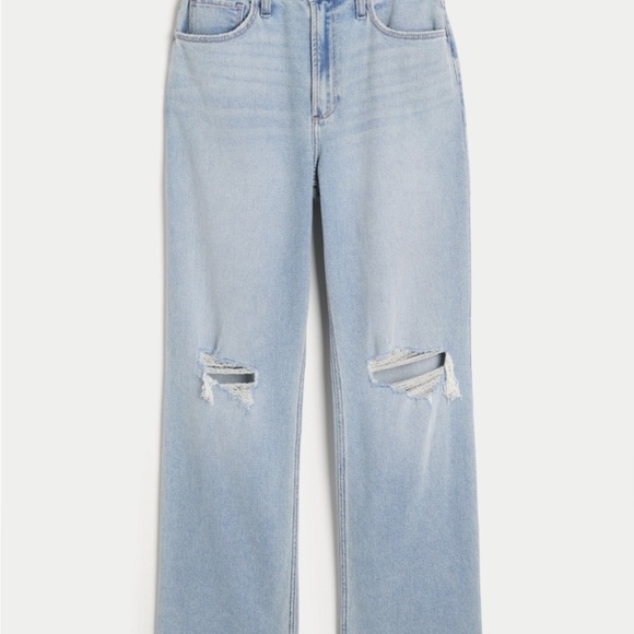 Women's Ultra High-rise Dad Distressed Blue Jeans​ - Picture 2 of 8